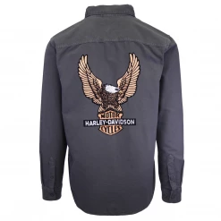 Harley-Davidson Men's Charcoal Vintage Eagle L/S Woven Shirt (S20)