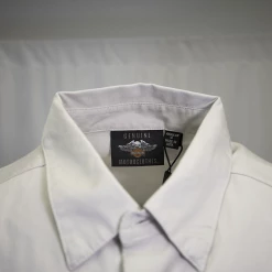 Harley-Davidson Men's Light Grey Black Orange Block S/S Woven Shirt (S14)