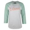 Vans Women's Heather Gray & Pastel Green Baseball L/S T-Shirt (612)