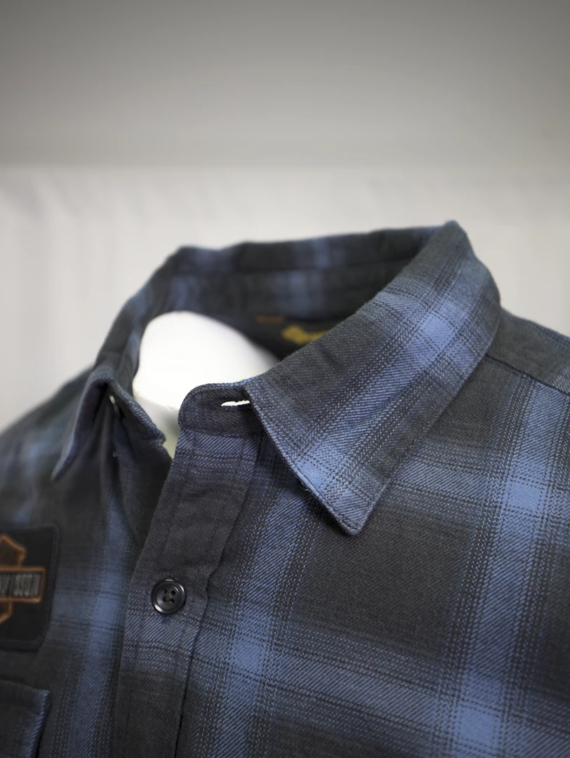 Harley-Davidson Men's Slim Fit Classic Blue Plaid L/S Woven Shirt (S12) 8 Harley-Davidson Men's Slim Fit Classic Blue Plaid L/S Woven Shirt (S12)