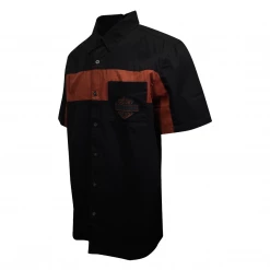Harley-Davidson Men's Black Orange Block S/S Woven Shirt (S08)