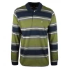 Volcom Men's Olive Green, Navy, Gray & White Striped L/S Polo T-Shirt (S05)
