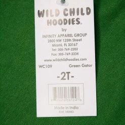 Wild Child Hoodies Kid's Green Gator Pull Over Hoodie (S04)