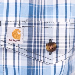 Carhartt Men's Force Blue Plaid Lightweight S/S Woven Shirt (S04) New Arrivals