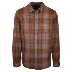 PrAna Men's Black Blue Orange Small Box Plaid L/S Woven Shirt (S61)