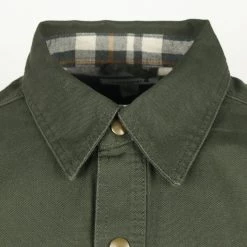 Carhartt Men's Olive Green Flannel Lined Snap On Button Collared L/S Jacket Mens 13 Carhartt Men's Olive Green Flannel Lined Snap On Button Collared L/S Jacket Mens