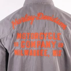 Harley-Davidson Men's Grey Circular Patch S/S Woven Shirt (S27)