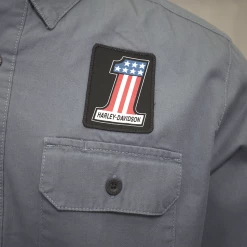 Harley-Davidson Men's Blue #1 America L/S Woven Shirt (S09) 13 Harley-Davidson Men's Blue #1 America L/S Woven Shirt (S09)