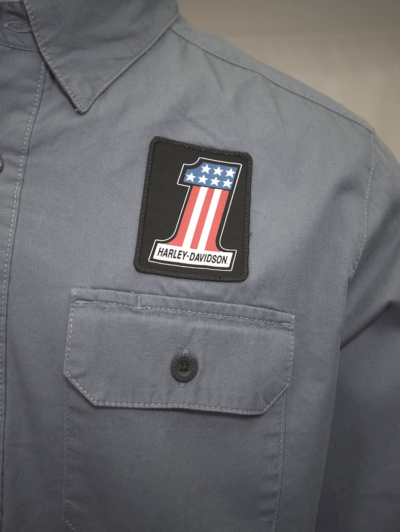 Harley-Davidson Men's Blue #1 America L/S Woven Shirt (S09) 7 Harley-Davidson Men's Blue #1 America L/S Woven Shirt (S09)