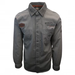 Harley-Davidson Men's Grey Iron Block L/S Woven Shirt (S10)