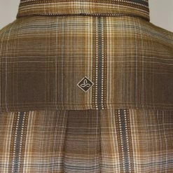 PrAna Men's Brown Orange Blue Plaid L/S Woven Shirt (S63) 12 PrAna Men's Brown Orange Blue Plaid L/S Woven Shirt (S63)