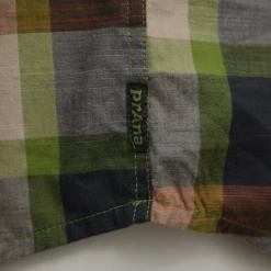 Spotted Clothing PrAna Men's Charcoal Green Orange Box Plaid Benton S/S Woven Shirt S05