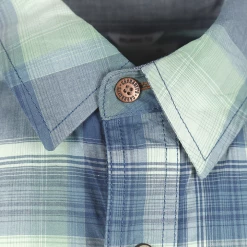 Carhartt Men's Blue Seafoam Plaid Relaxed Fit Snap Front L/S Woven Shirt (S11)