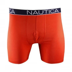 Nautica Men's 3 Pack Red, Blue Anchors, Navy Stretch Boxer Briefs (S02)