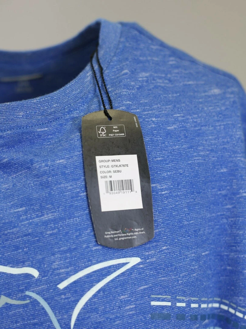 Mens Greg Norman Men's Heather Sea Blue Big Logo S/S T-Shirt (S02) 9 Mens Greg Norman Men's Heather Sea Blue Big Logo S/S T-Shirt (S02)