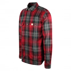Carhartt Men's Red Charcoal Black Plaid Slim Fit L/S Flannel Shirt (S15) New Arrivals