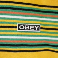 OBEY Men's Energy Yellow Black Green Orange Striped S/S T-Shirt