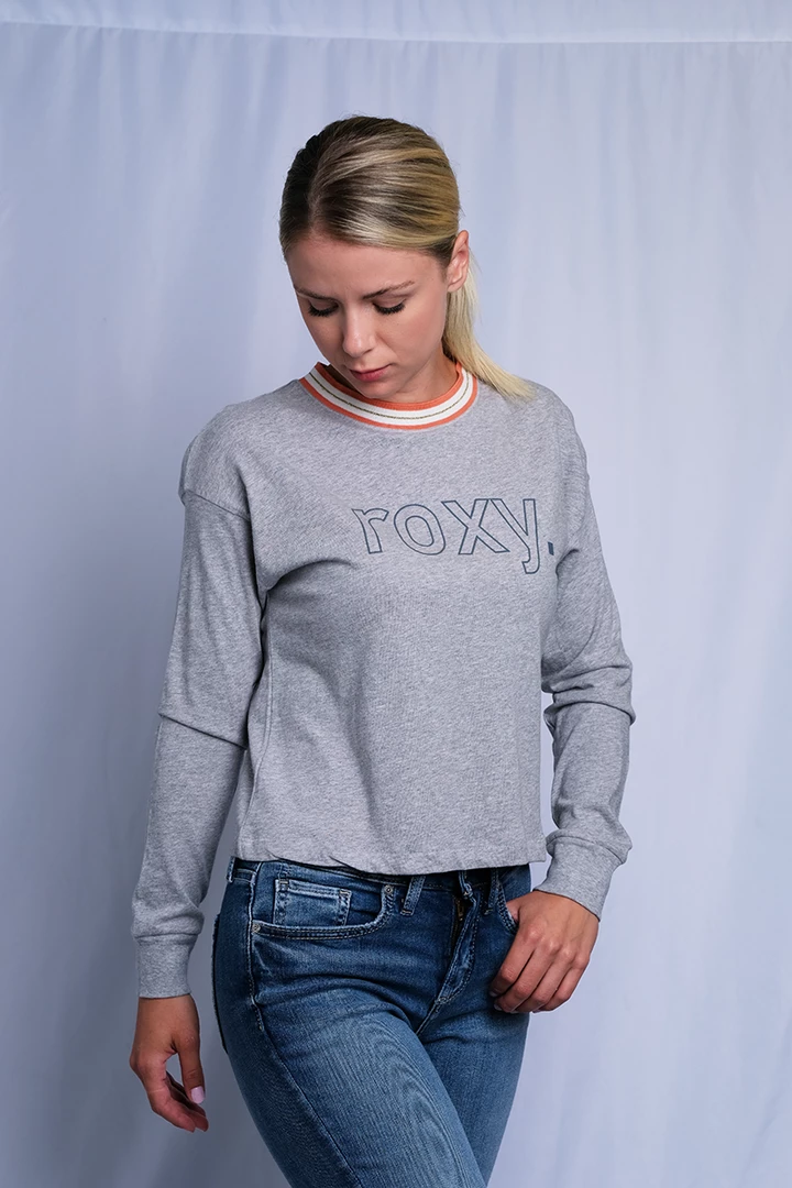 Roxy Women's Heather Grey Orange Crew Neck L/S T-Shirt (S01) 6 Roxy Women's Heather Grey Orange Crew Neck L/S T-Shirt (S01)