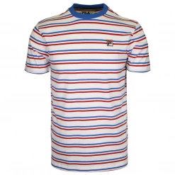 FILA Men's White With Red & Blue Striped S/S T-Shirt (180)
