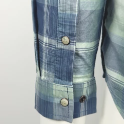 Carhartt Men's Blue Seafoam Plaid Relaxed Fit Snap Front L/S Woven Shirt (S11)