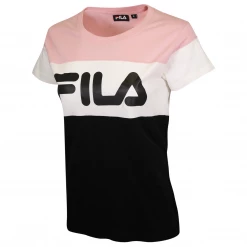 FILA Women's White & Pink Three Tone Logo S/S T-Shirt