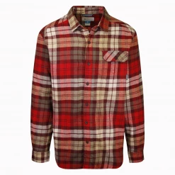 Columbia Men's Red Beige Weston Pass L/S Flannel Shirt (678)