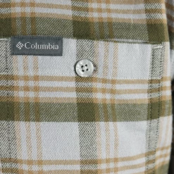 Columbia Men's Grey Olive Green Tan Plaid Cornell Woods L/S Flannel Shirt (041) New Arrivals