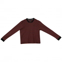 Long Sleeve Volcom Girl's Merlot Red & Blush Pink Striped L/S T-Shirt (S03)