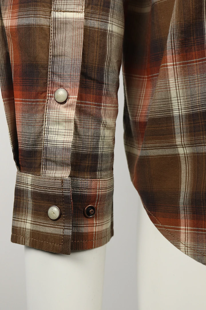 Carhartt Men's Brown Autumn Orange Cream Plaid Snap Front L/S Woven Shirt (S04) New Arrivals 8 Carhartt Men's Brown Autumn Orange Cream Plaid Snap Front L/S Woven Shirt (S04) New Arrivals