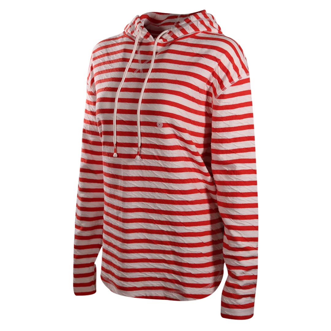 Eddie Bauer Women's Flame Safari Duofold Striped Pullover Hoodie (S05B) 3 Eddie Bauer Women's Flame Safari Duofold Striped Pullover Hoodie (S05B)