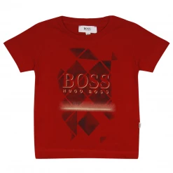 T-Shirts Hugo Boss Kid's Red Geometric Shapes S/S T-Shirt (S08)