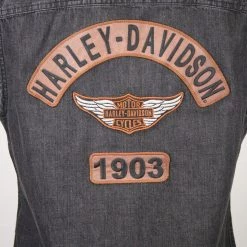 Harley-Davidson Women's Charcoal Vest W/ Back Logo Sleeveless Vest 26 Harley-Davidson Women's Charcoal Vest W/ Back Logo Sleeveless Vest