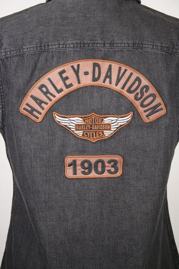Harley-Davidson Women's Charcoal Vest W/ Back Logo Sleeveless Vest 14 Harley-Davidson Women's Charcoal Vest W/ Back Logo Sleeveless Vest