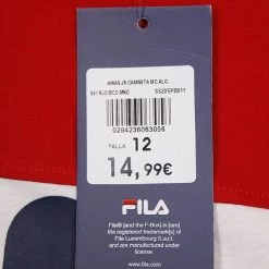 FILA Boy's Red White Navy Blue Three-Tone Classic Logo S/S T-Shirt (S09)