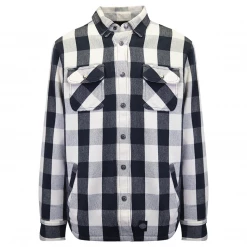 Harley-Davidson Men's Cream Black Plaid Sherpa Lined Shirt Jacket