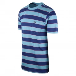 Volcom Men's Ocean Blue Navy Coral Striped Maxer S/S T-Shirt (S51) New Arrivals