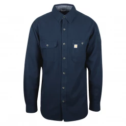 New Arrivals Carhartt Men's Navy Relaxed Fit L/S Flannel Shirt (S08)