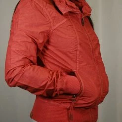 Clearance Bench Women's Pink Red Militaristic Zip-Up Jacket (Medium)