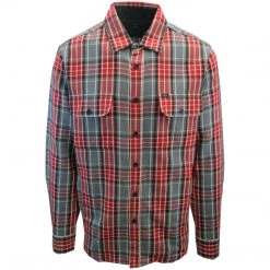 Spotted Clothing OBEY Men's Red Charcoal Plaid L/S Woven Shirt (S09) Medium
