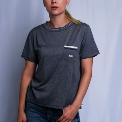 Roxy Women's Ribbed Collar Two Tone Pocket S/S T-Shirt (S10)
