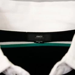 OBEY Men's Horizontal Stripe Button L/S Polo Shirt (S04) 39 OBEY Men's Horizontal Stripe Button L/S Polo Shirt (S04)