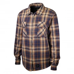 Harley-Davidson Women's Navy Orange Tan Plaid L/S Woven Shirt Jacket