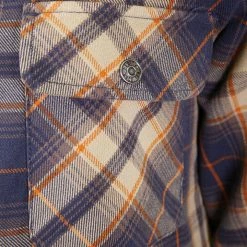 Harley-Davidson Women's Navy Orange Tan Plaid L/S Woven Shirt Jacket