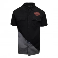 Harley-Davidson Men's Black Diagonal Paint S/S Woven Shirt (S09)