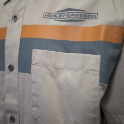 Harley-Davidson Men's Khaki Sport Lines S/S Woven Shirt (S17)