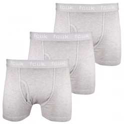 FCUK Men's 3 Pack Grey W/ Grey Strap Boxer Briefs (S01)