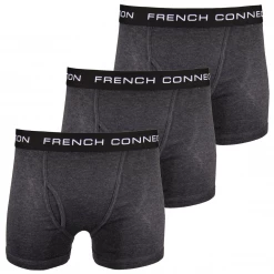 French Connection Men's 3 Pack Dark Grey W/ Black Strap Boxer Brief (S03)
