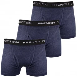 Mens French Connection Men's 3 Pack Navy Blue W/ Black Strap Boxer Briefs (S15)