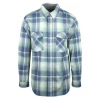 Carhartt Men's Blue Seafoam Plaid Relaxed Fit Snap Front L/S Woven Shirt (S11)