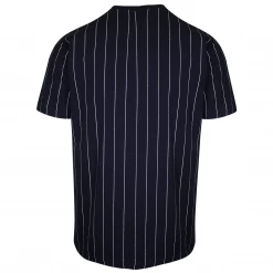 FILA Men's Navy Blue & White Striped Yellow Logo S/S T-Shirt (166) (Size S)